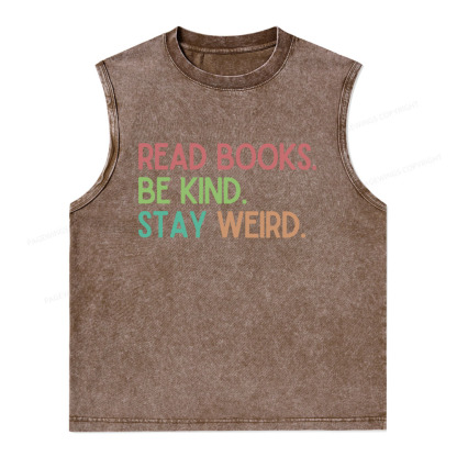 Pagewings Read Books Be Kind Stay Weird Unisex Washed Tank Top