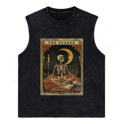 Pagewings The Reader Tarot Card Unisex Washed Tank Top