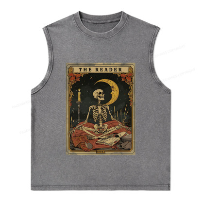 Pagewings The Reader Tarot Card Unisex Washed Tank Top