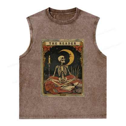 Pagewings The Reader Tarot Card Unisex Washed Tank Top