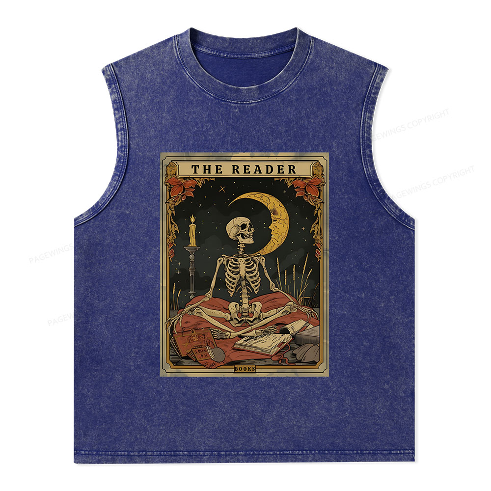 Pagewings The Reader Tarot Card Unisex Washed Tank Top
