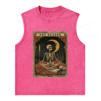 Pagewings The Reader Tarot Card Unisex Washed Tank Top