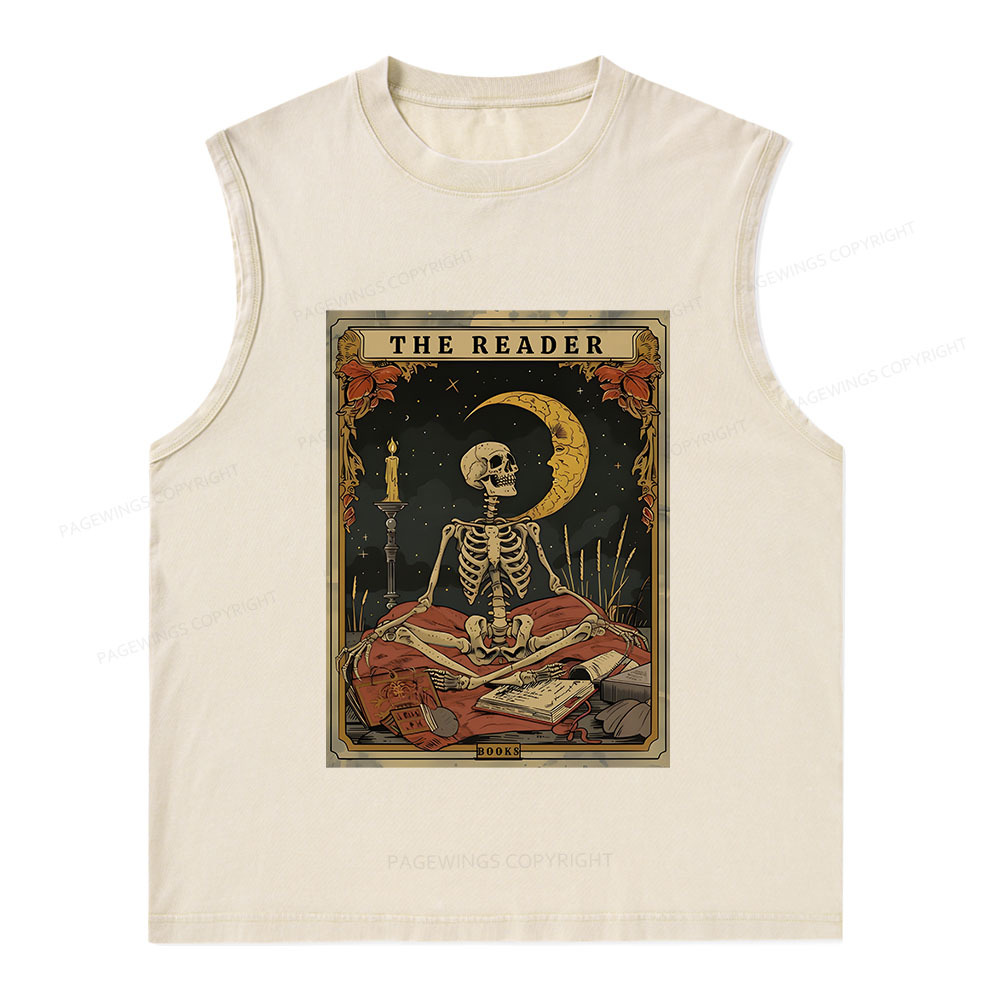 Pagewings The Reader Tarot Card Unisex Washed Tank Top