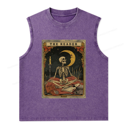 Pagewings The Reader Tarot Card Unisex Washed Tank Top