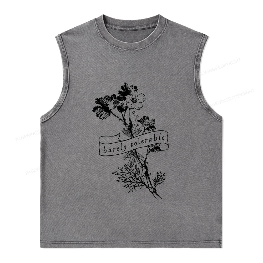 Pagewings Barely Tolerable Unisex Washed Tank Top