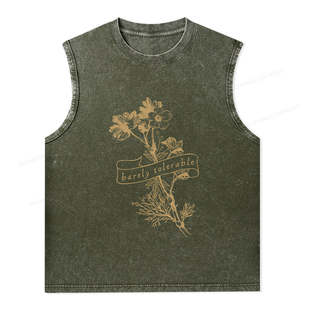 Pagewings Barely Tolerable Unisex Washed Tank Top