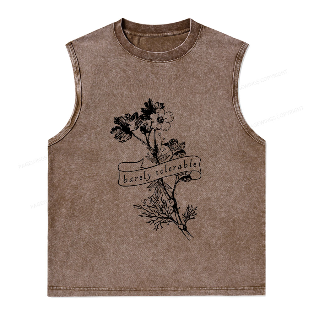 Pagewings Barely Tolerable Unisex Washed Tank Top