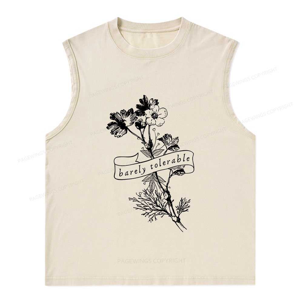 Pagewings Barely Tolerable Unisex Washed Tank Top