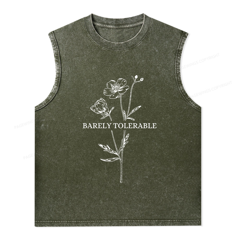 Pagewings Barely Tolerable Unisex Washed Tank Top