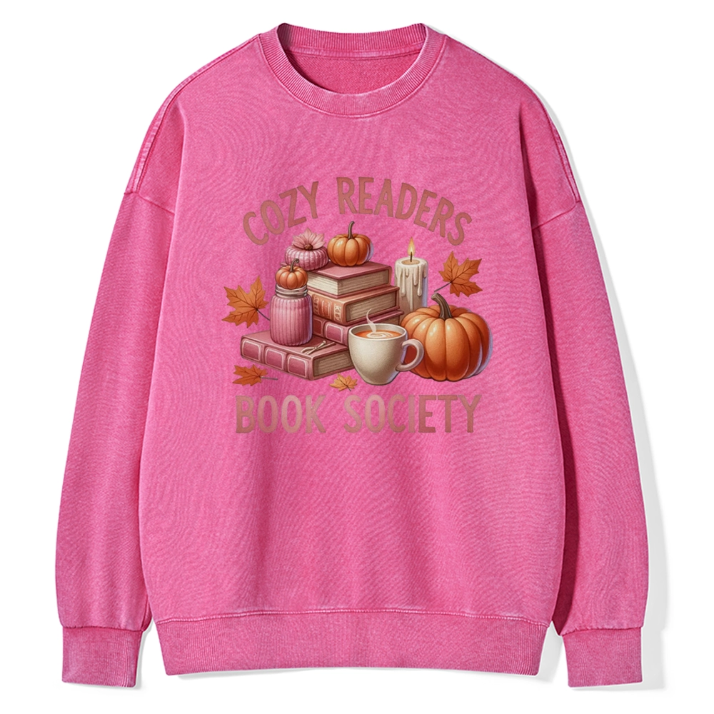 Pagewings  Thanksgiving Cozy Readers Book Society Unisex Washed Sweatshirt