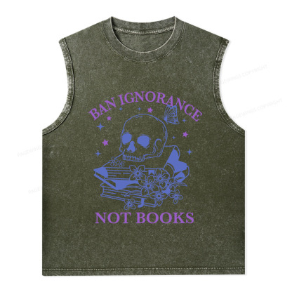 Pagewings Ban Lgnorance Not Books Unisex Washed Tank Top