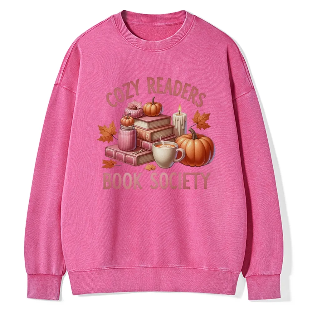Pagewings  Thanksgiving Cozy Readers Book Society Unisex Washed Sweatshirt