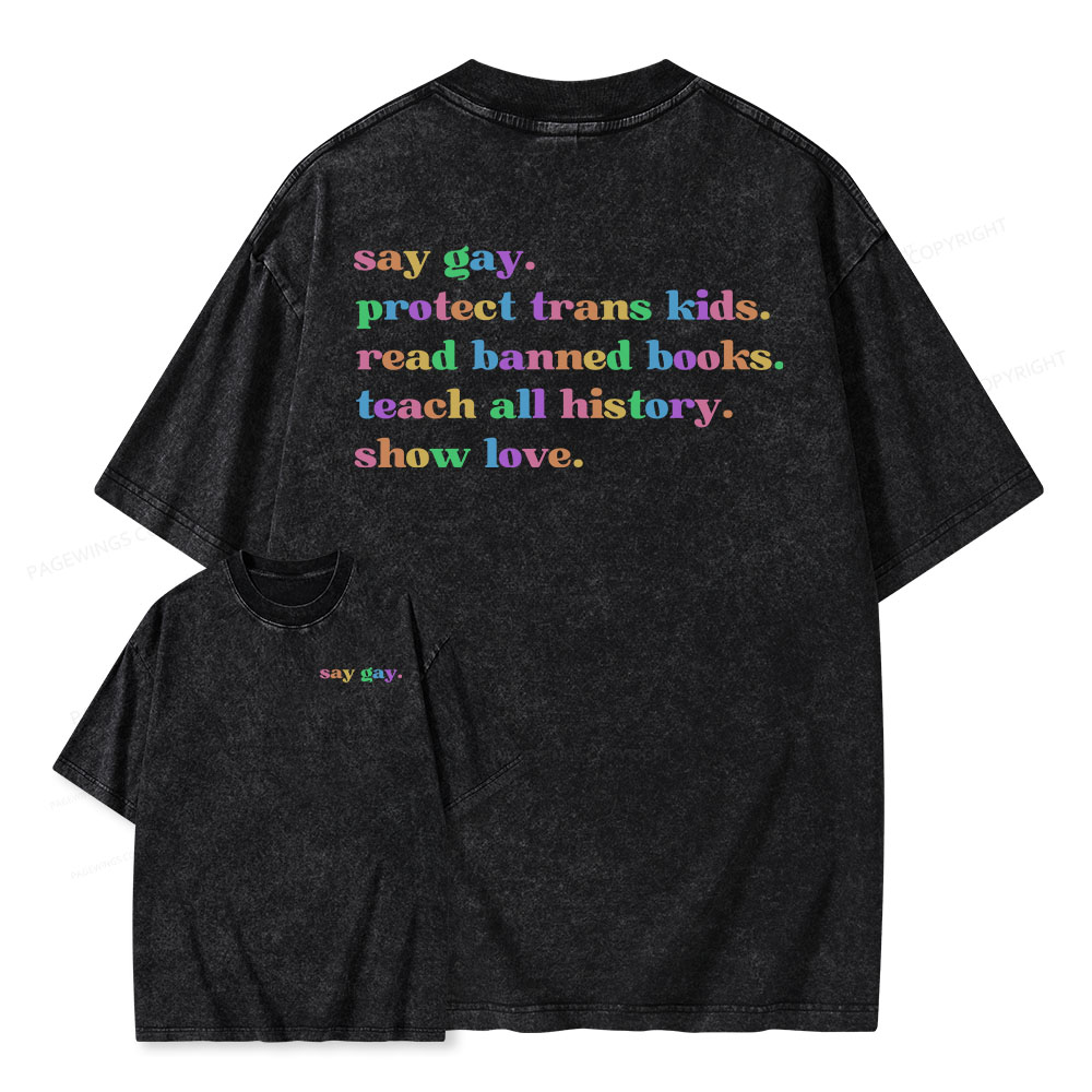 Pagewings Read Banned Books Unisex Washed T-shirt