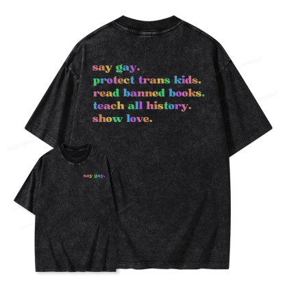 Pagewings Read Banned Books Unisex Washed T-shirt