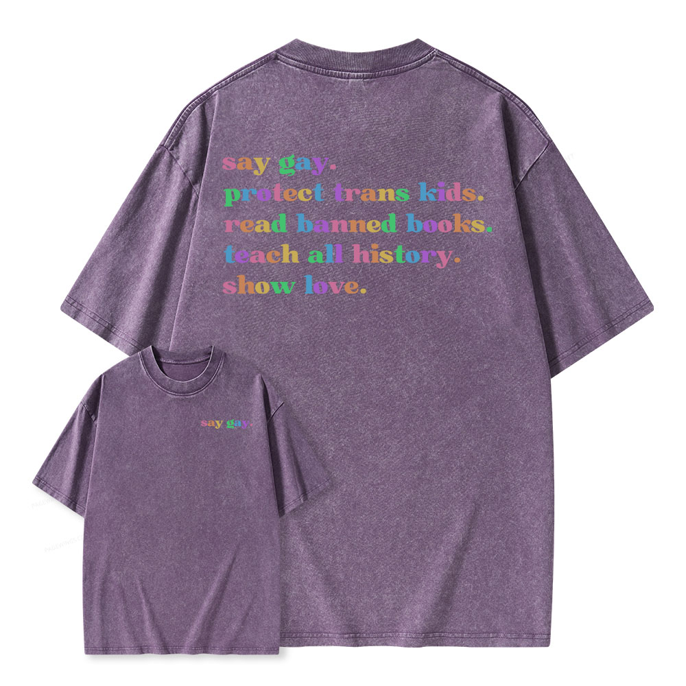 Pagewings Read Banned Books Unisex Washed T-shirt