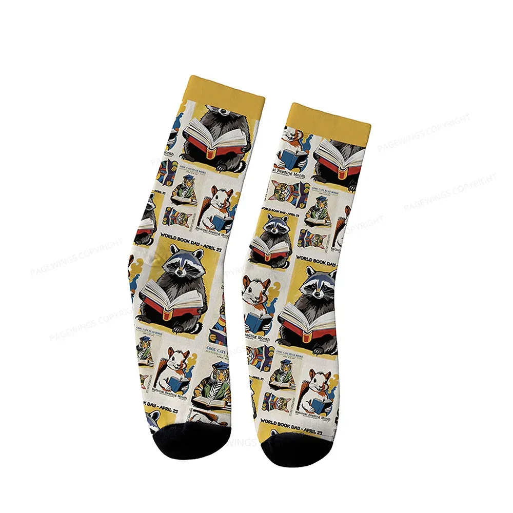 Pagewings Cool Cats Read Books National Library Week Socks
