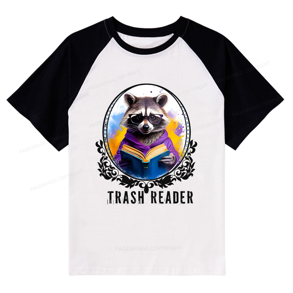 Pagewings Trash Reader Raglan T-shirt