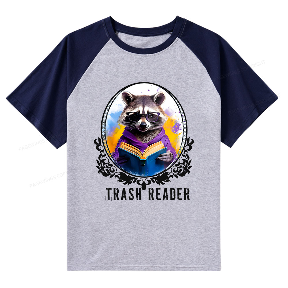 Pagewings Trash Reader Raglan T-shirt