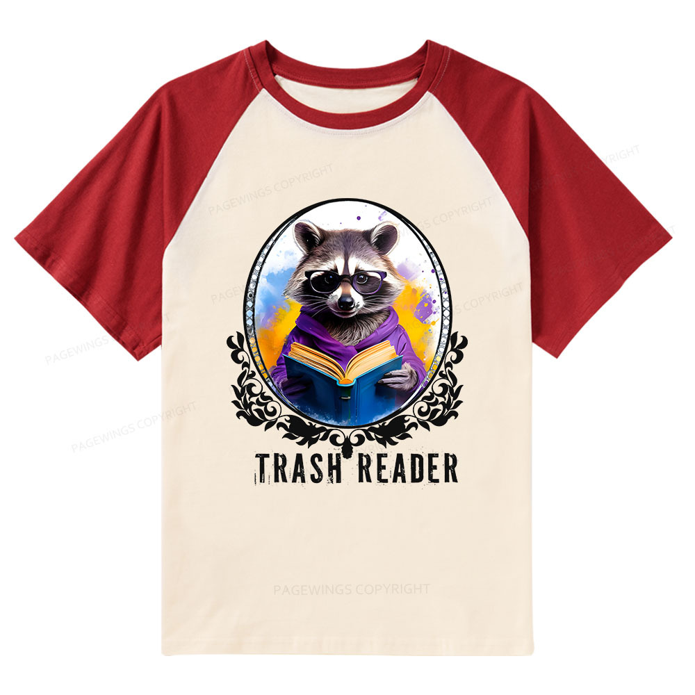Pagewings Trash Reader Raglan T-shirt