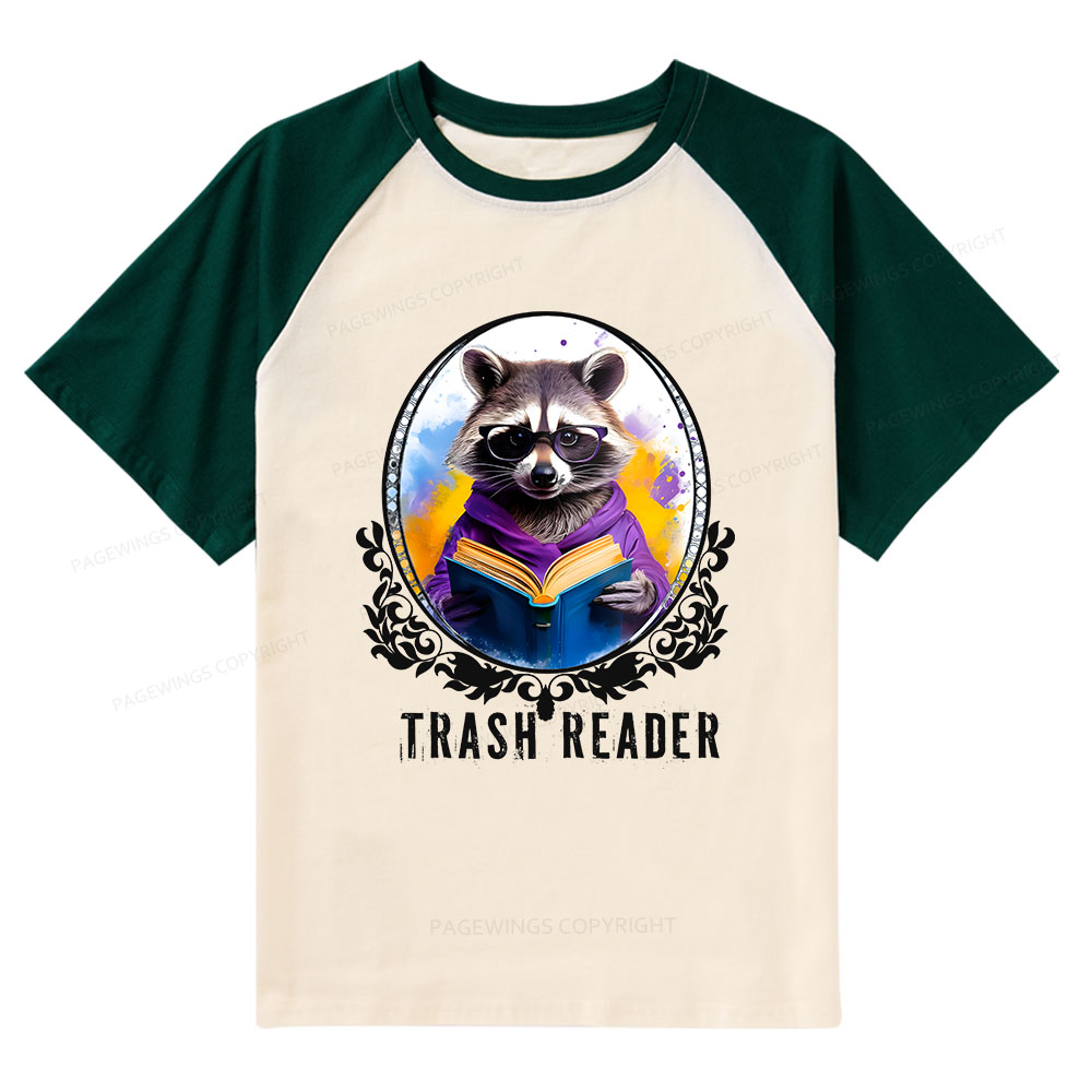 Pagewings Trash Reader Raglan T-shirt