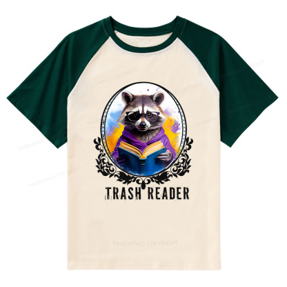 Pagewings Trash Reader Raglan T-shirt