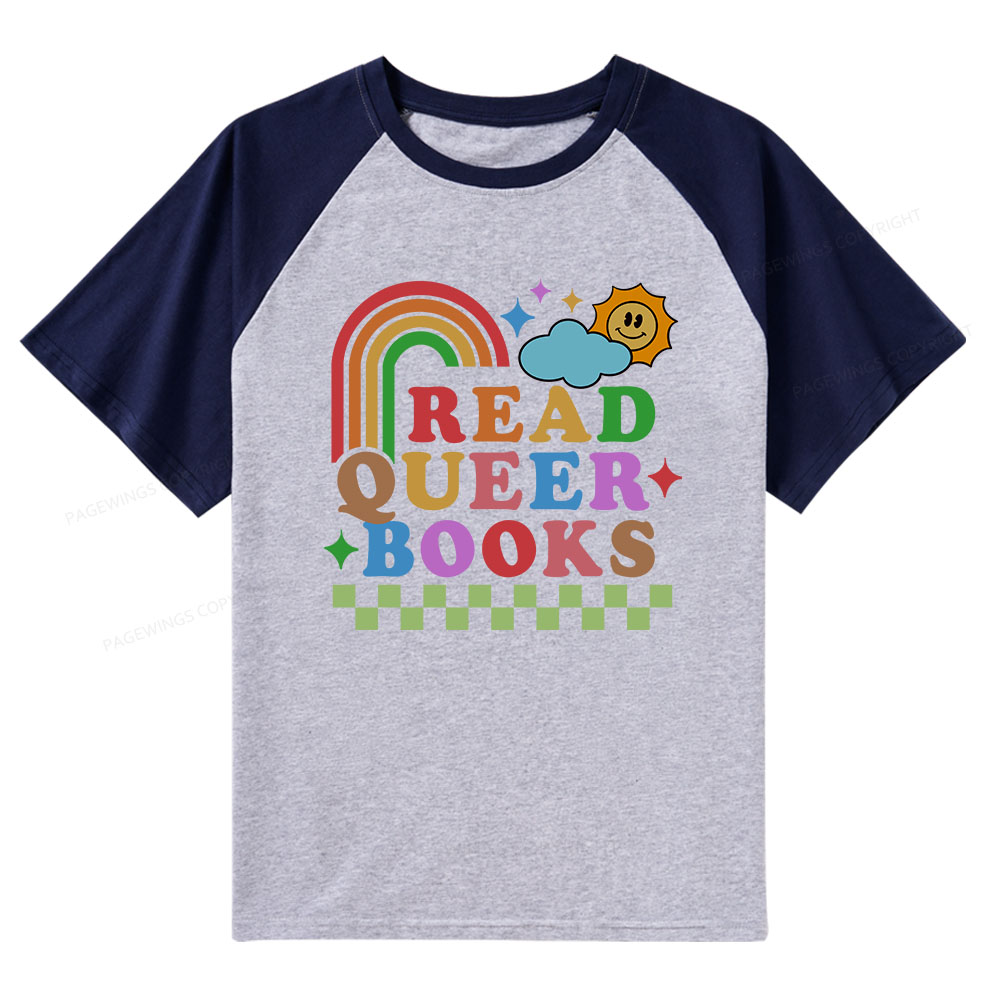 Pagewings Read Queer Books Raglan T-shirt