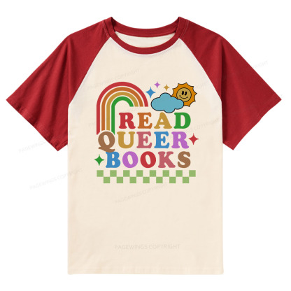 Pagewings Read Queer Books Raglan T-shirt