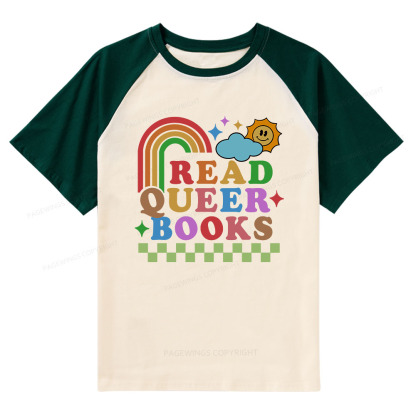 Pagewings Read Queer Books Raglan T-shirt