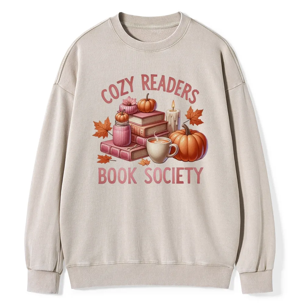 Pagewings  Thanksgiving Cozy Readers Book Society Unisex Washed Sweatshirt
