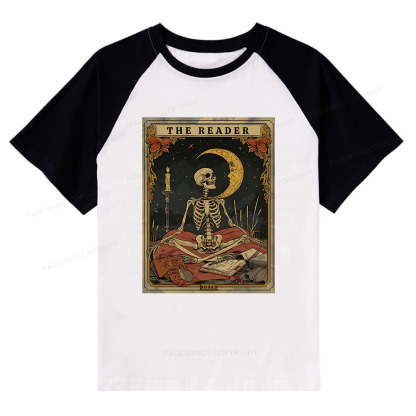 Pagewings The Reader Tarot Card Raglan T-shirt