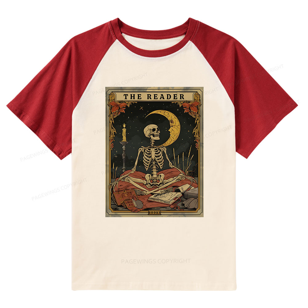 Pagewings The Reader Tarot Card Raglan T-shirt