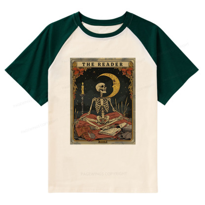 Pagewings The Reader Tarot Card Raglan T-shirt