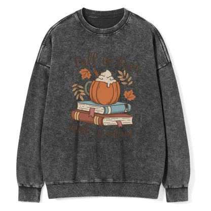 Pagewings   Thanksgiving Fall in Love with Reading Unisex Washed Sweatshirt