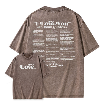 Pagewings I Love You in Book Quotes Unisex Washed T-shirt