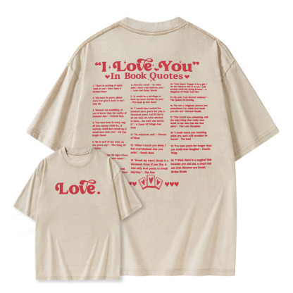 Pagewings I Love You in Book Quotes Unisex Washed T-shirt