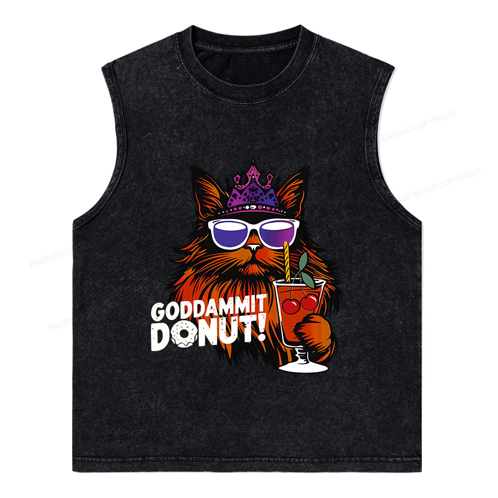 Pagewings Goddammit Donut Unisex Washed Tank Top