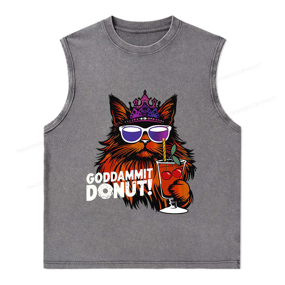 Pagewings Goddammit Donut Unisex Washed Tank Top