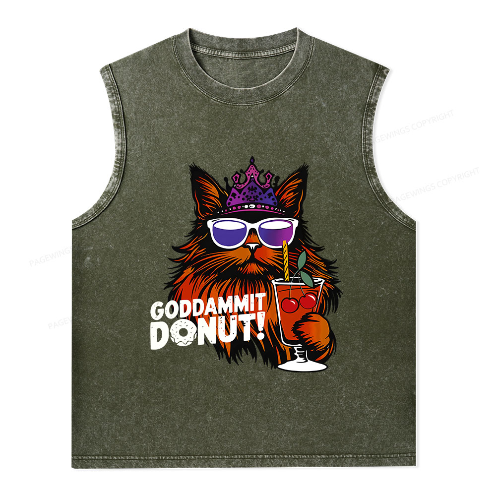 Pagewings Goddammit Donut Unisex Washed Tank Top