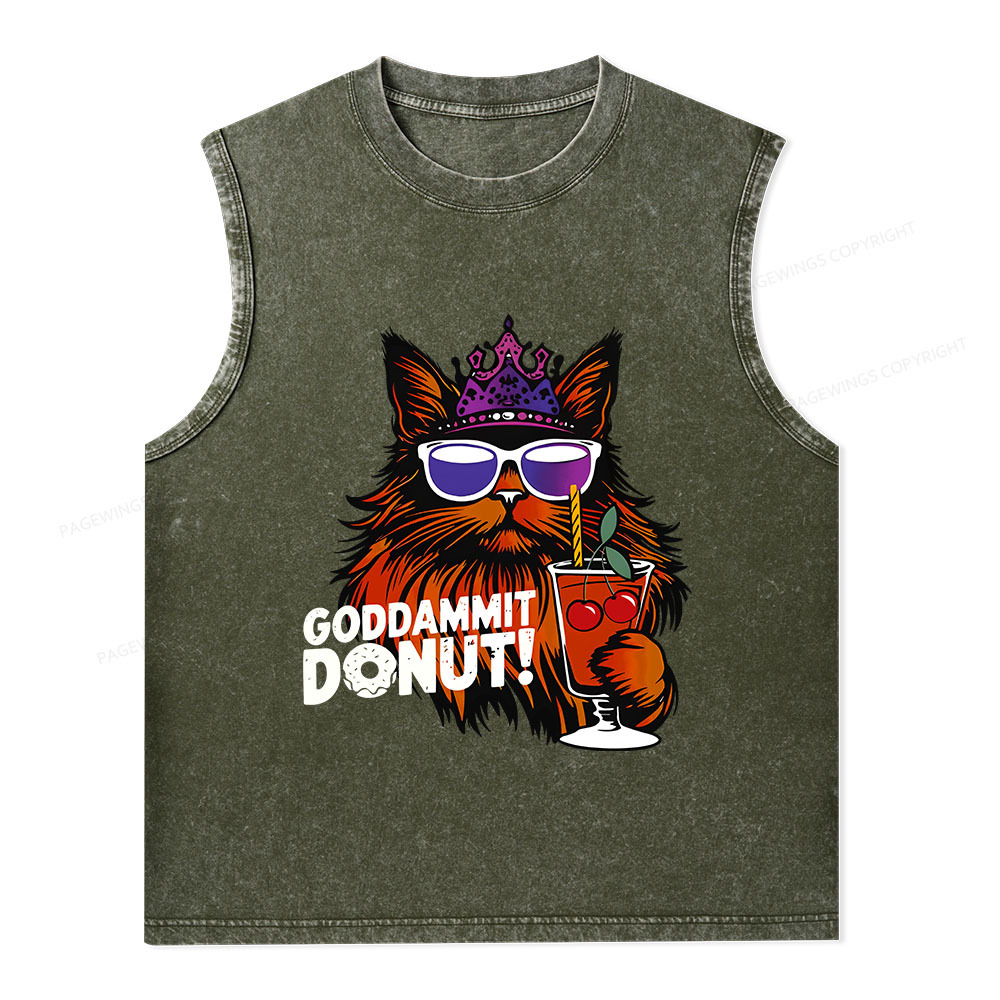 Pagewings Goddammit Donut Unisex Washed Tank Top