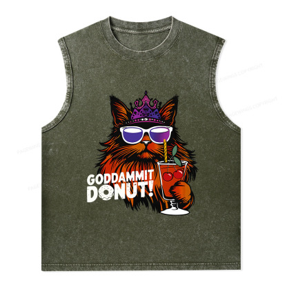 Pagewings Goddammit Donut Unisex Washed Tank Top