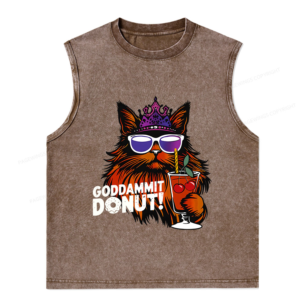Pagewings Goddammit Donut Unisex Washed Tank Top