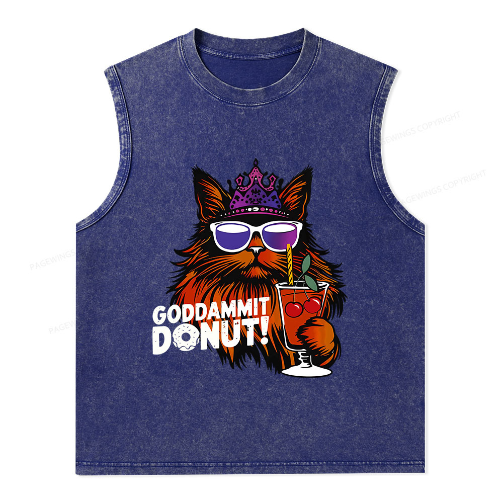 Pagewings Goddammit Donut Unisex Washed Tank Top