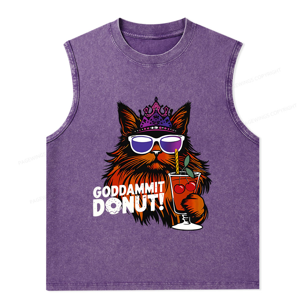 Pagewings Goddammit Donut Unisex Washed Tank Top