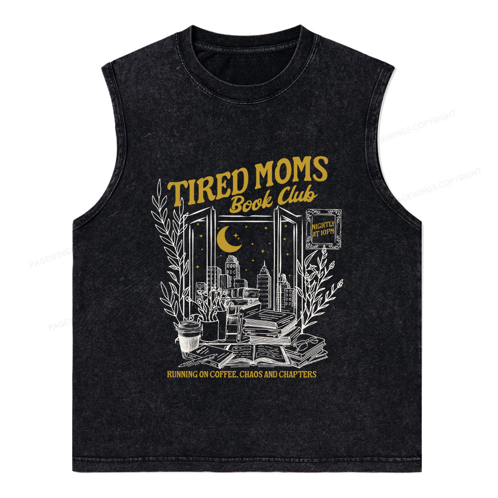 Pagewings Tired Moms Book Club Unisex Washed Tank Top
