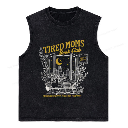 Pagewings Tired Moms Book Club Unisex Washed Tank Top