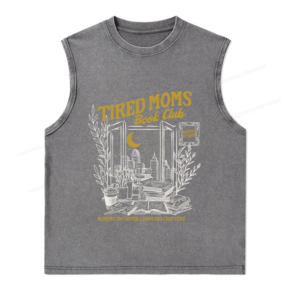 Pagewings Tired Moms Book Club Unisex Washed Tank Top