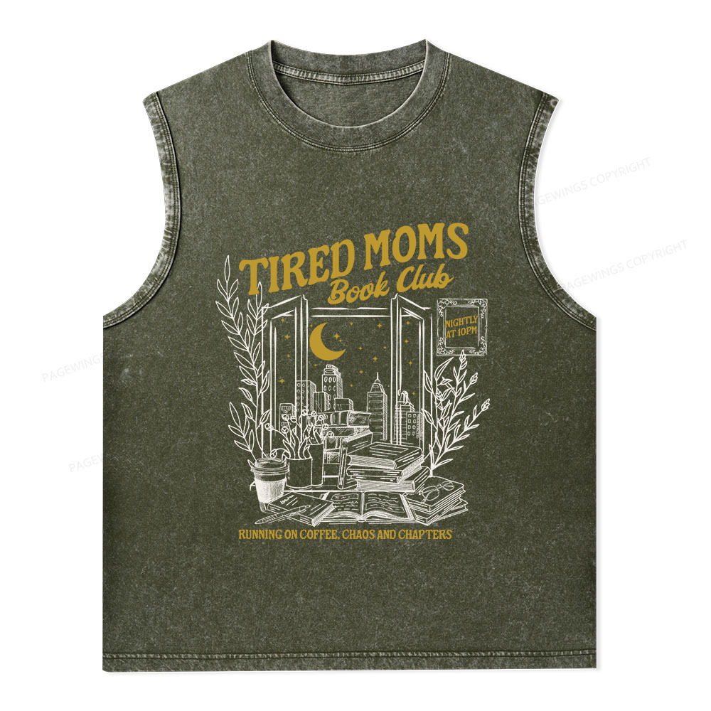 Pagewings Tired Moms Book Club Unisex Washed Tank Top