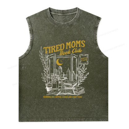 Pagewings Tired Moms Book Club Unisex Washed Tank Top