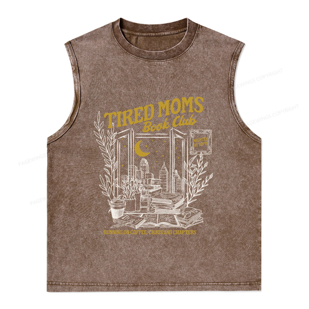 Pagewings Tired Moms Book Club Unisex Washed Tank Top