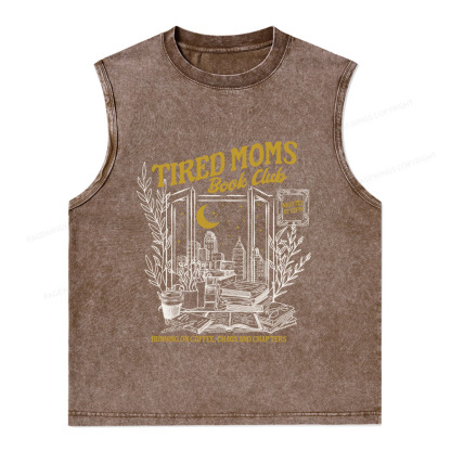 Pagewings Tired Moms Book Club Unisex Washed Tank Top
